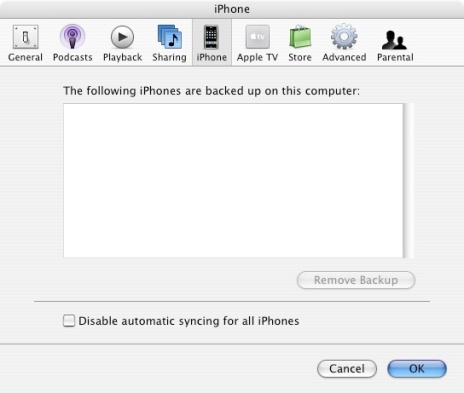 New iPhone option in iTunes